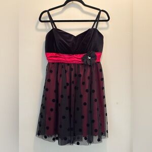 NWT By & By Elegant Black and Red Polka Dot Kids Dress